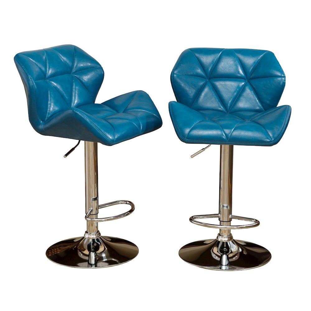 Glasgow Contemporary Tufted Adjustable Height Blue Bar Stools, Set of 2