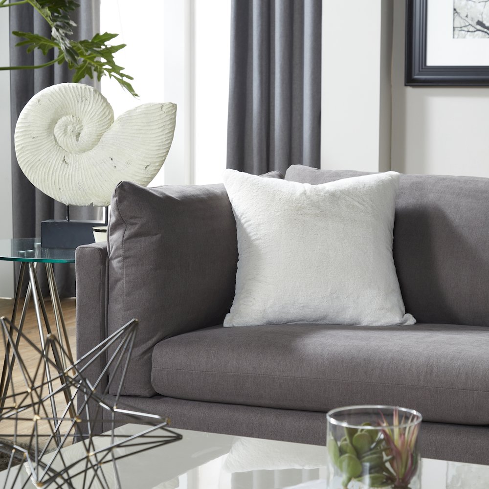 Enda Pillow Back Fabric 3-Piece Sofa and Cuddler Chair Set, Carbon Gray