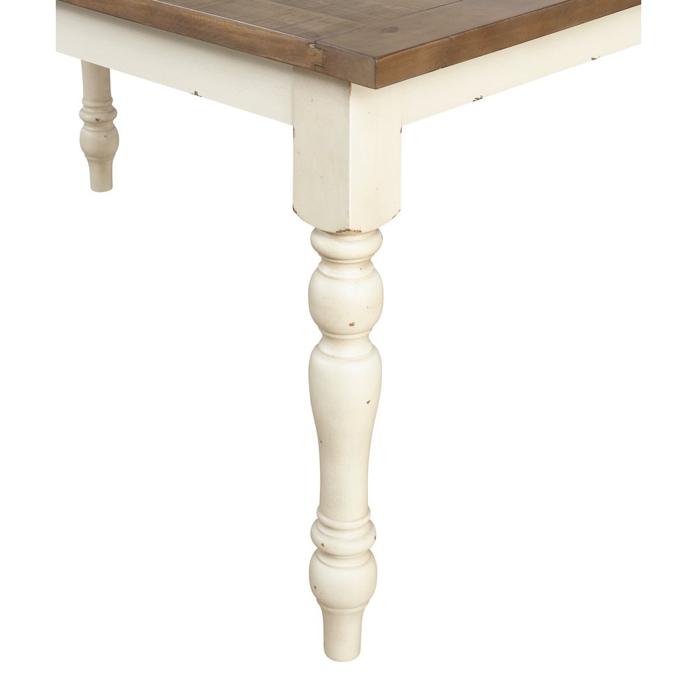 Prato 7-PC Dining Set With Cross Back Chairs, Antique White and Distressed Oak