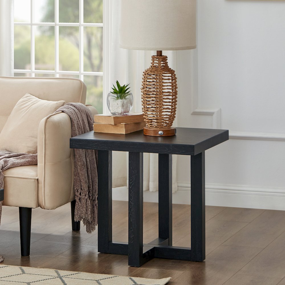 Luno Contemporary End Table, Black