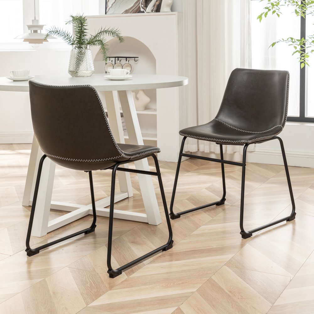 Varna 5-Pc Round Dining Set, Trestle Dining Table with 4 Chairs, Antique Gray