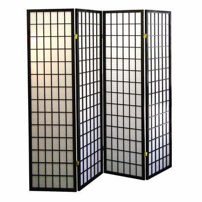 4-Panel Room Divider - Black