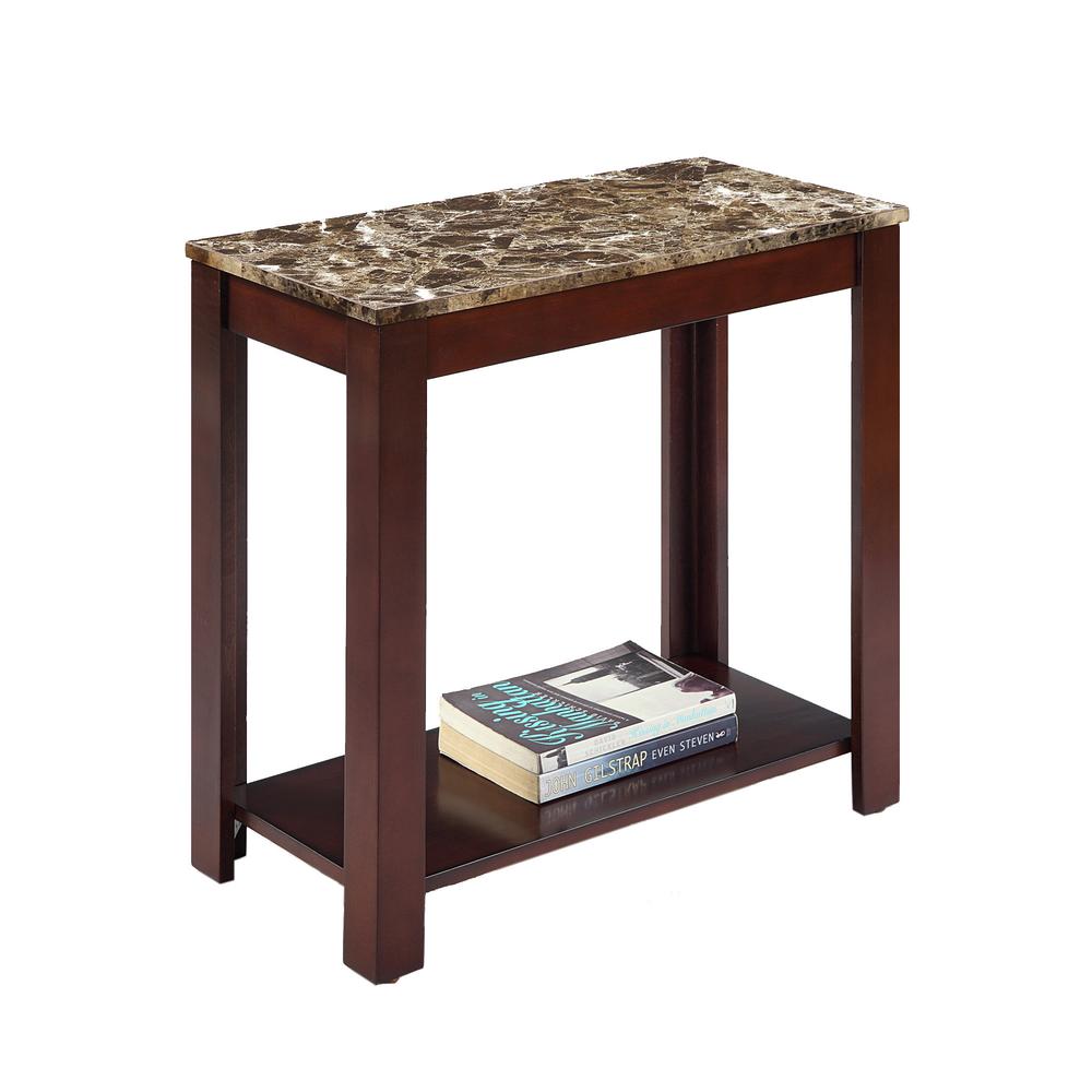 24" Traditional Dark Cherry With Marble Print Style Side/End Table