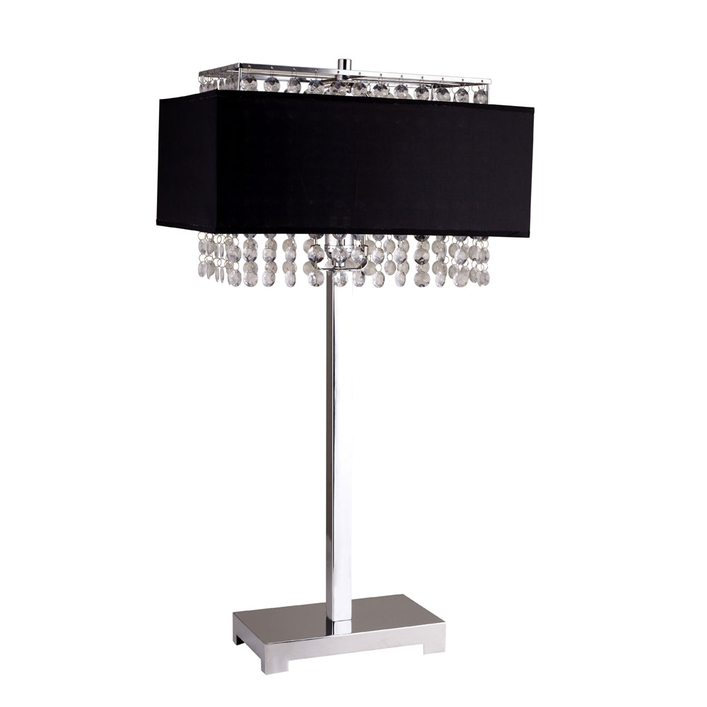 28"H Black Square Crystal Table Lamp