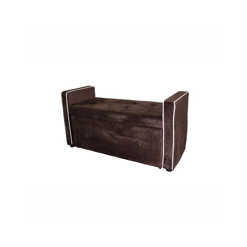 22" Brown Suede Shoe Storage Bench