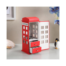 11.5" In British Red Telephone Booth Leather Jewelry Box