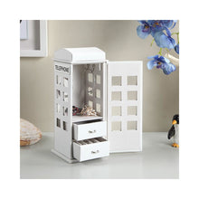 11.5" In British White Telephone Booth Leather Jewelry Box