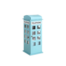 11.5" In British Pastel Blue Telephone Booth Leather Jewelry Box