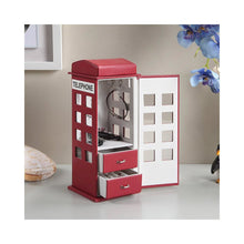 11.5" In British Burgundy Red Telephone Booth Leather Jewelry Box