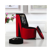 9" In Red Velvet High Heel Shoe Display W/ Hooks Jewelry Box