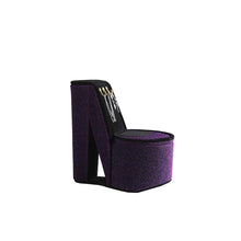 9" In Purple Iridescent Velvet High Heel Shoe Display W/ Hooks Jewelry Box