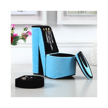 9" In Turquoise Velvet High Heel Shoe Display W/ Hooks Jewelry Box