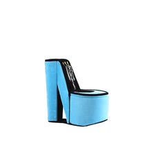9" In Turquoise Velvet High Heel Shoe Display W/ Hooks Jewelry Box