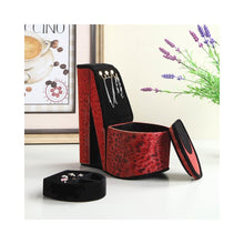 9" In Leopard Iridescent Print High Heel Shoe Display W/ Hooks Jewelry Box