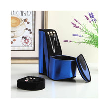 9" In Blue Iridescent Velvet High Heel Shoe Display W/ Hooks Jewelry Box