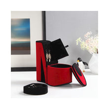 9" In Red Velvet High Heel Shoe Hidden Jewelry Box