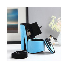 9" In Turqoise Blue Velvet High Heel Shoe Hidden Jewelry Box