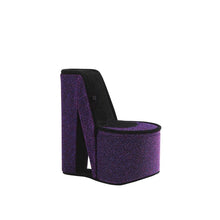 9" In Purple Iridescent Velvet High Heel Shoe Hidden Jewelry Box