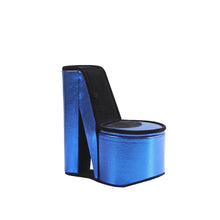 9" In Blue Iridescent Velvet High Heel Shoe Hidden Jewelry Box