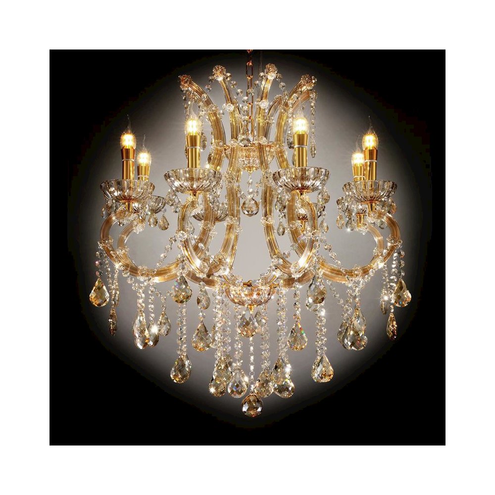 30" Gallant Cognac Crystal 8-Lights Led Hard-Wired Ceiling Lamp