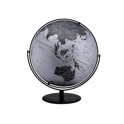 20.5 In Black/Silver Globe W/ 3D Mountain Features On Black Metal Frame