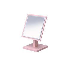 9.25 In Square Pastel Pink Bevelled Mirror On A Pedestal