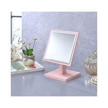 9.25 In Square Pastel Pink Bevelled Mirror On A Pedestal