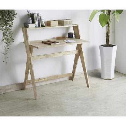 37.5" In Mid Century Crisscross Study Desk - Natural