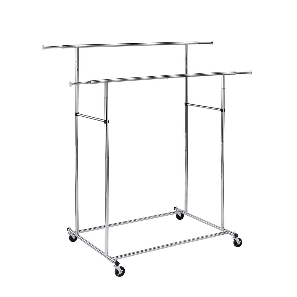 65"In Dual Bar Adjustable Industrial Garment Rack