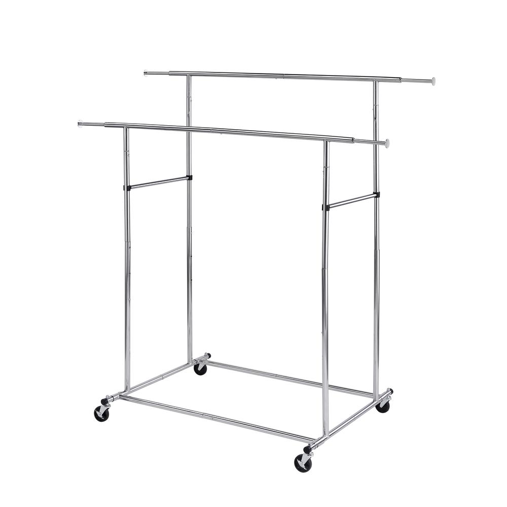 65"In Dual Bar Adjustable Industrial Garment Rack