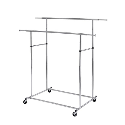 65"In Dual Bar Adjustable Industrial Garment Rack