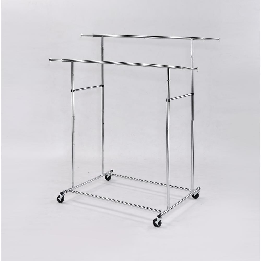 65"In Dual Bar Adjustable Industrial Garment Rack