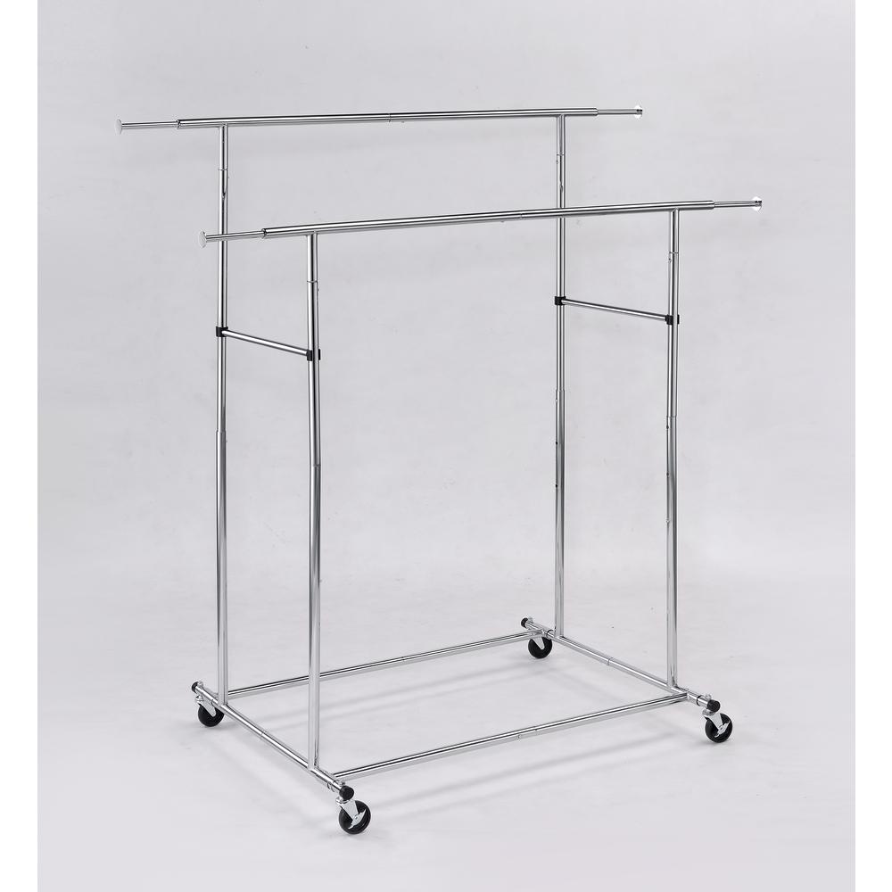 65"In Dual Bar Adjustable Industrial Garment Rack