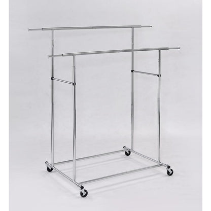 65"In Dual Bar Adjustable Industrial Garment Rack