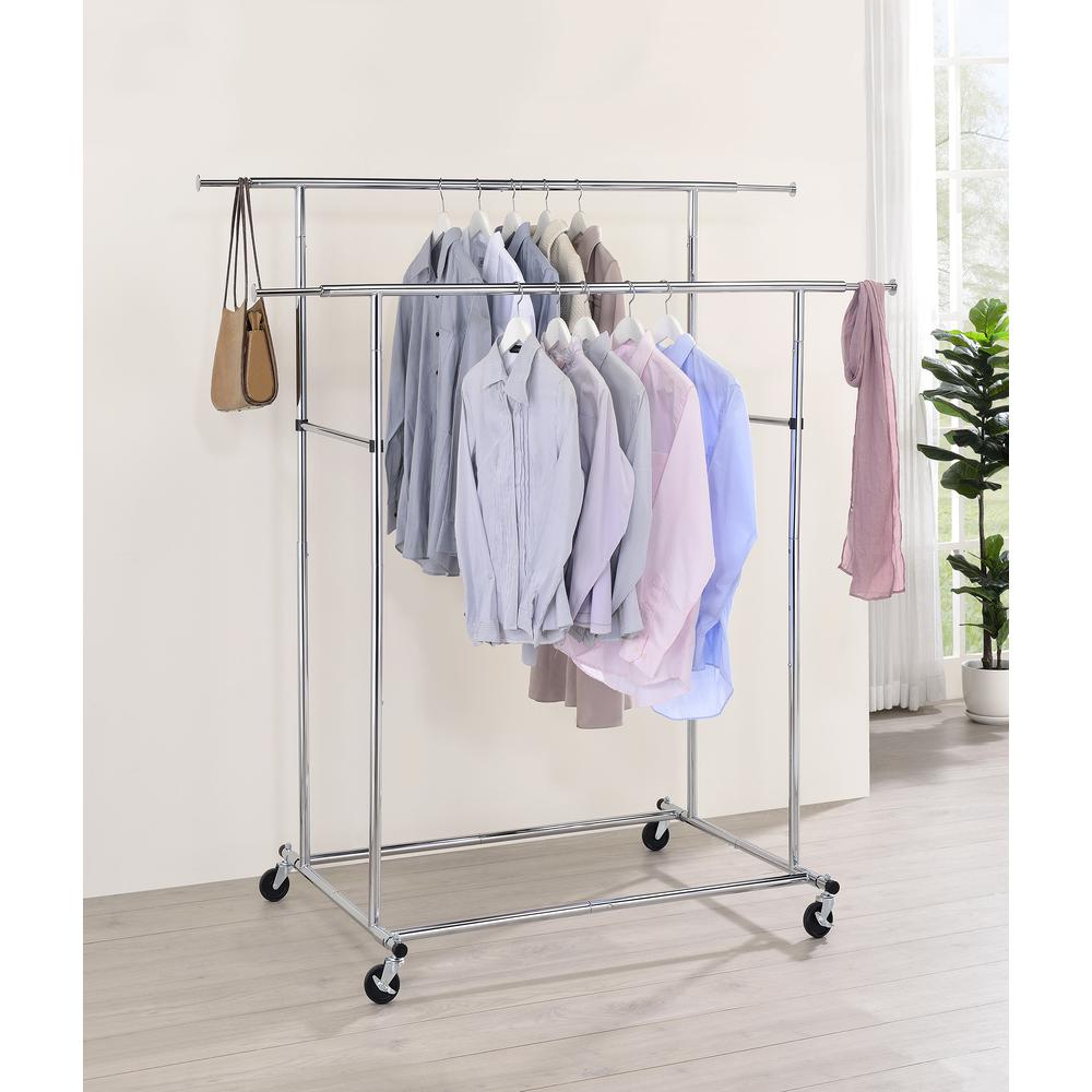 65"In Dual Bar Adjustable Industrial Garment Rack