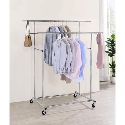 65"In Dual Bar Adjustable Industrial Garment Rack