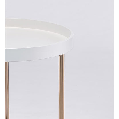 21.75" In White Edie Mid-Century Lipped Edge Side Table W/ Copper Legs
