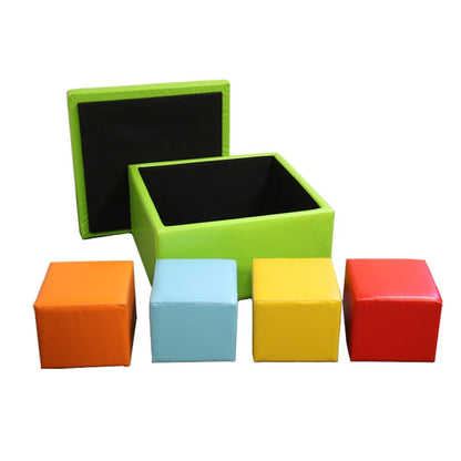 13.75"H Green Storage Ottoman W/ 4 Seating