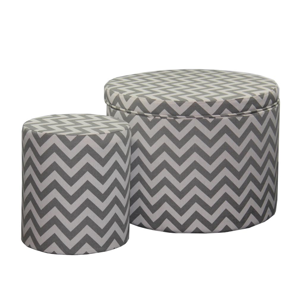 17.35"in CHEVRON STORAGE OTTOMAN + 1 EXTRA SEATING