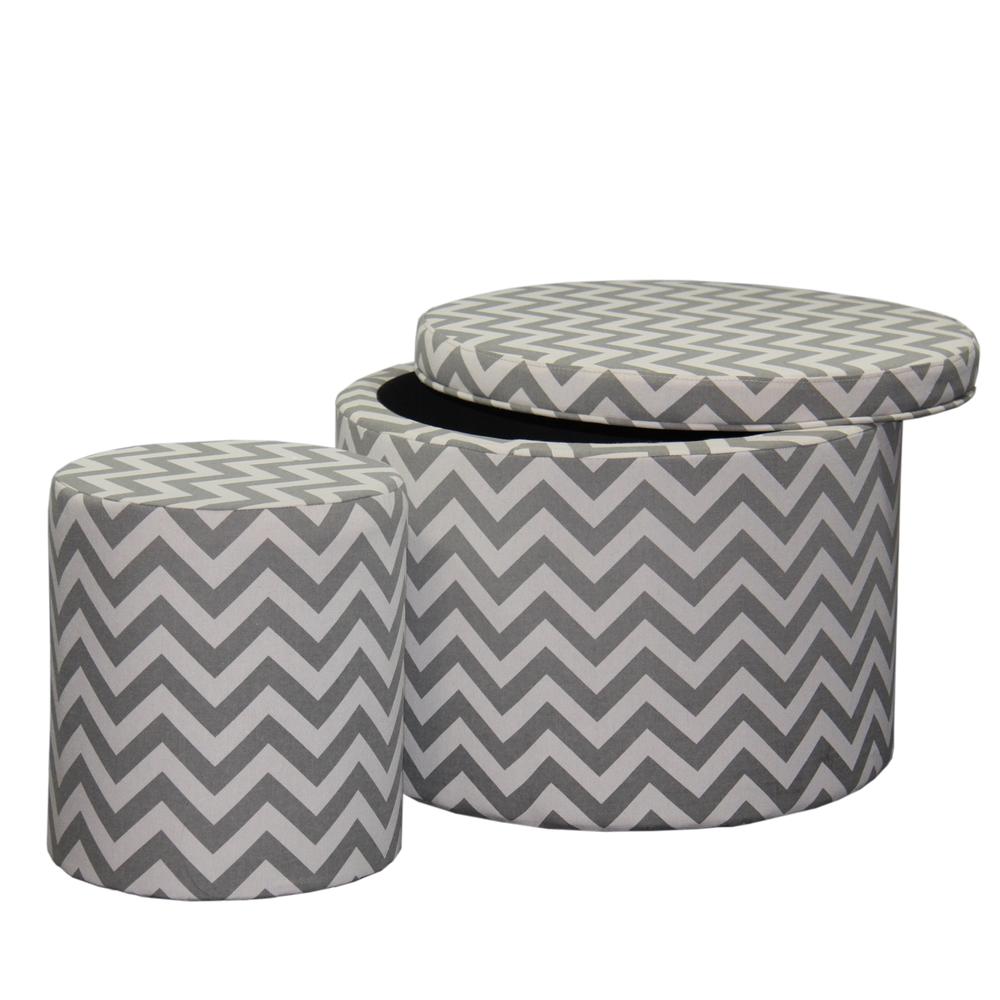 17.35"in CHEVRON STORAGE OTTOMAN + 1 EXTRA SEATING