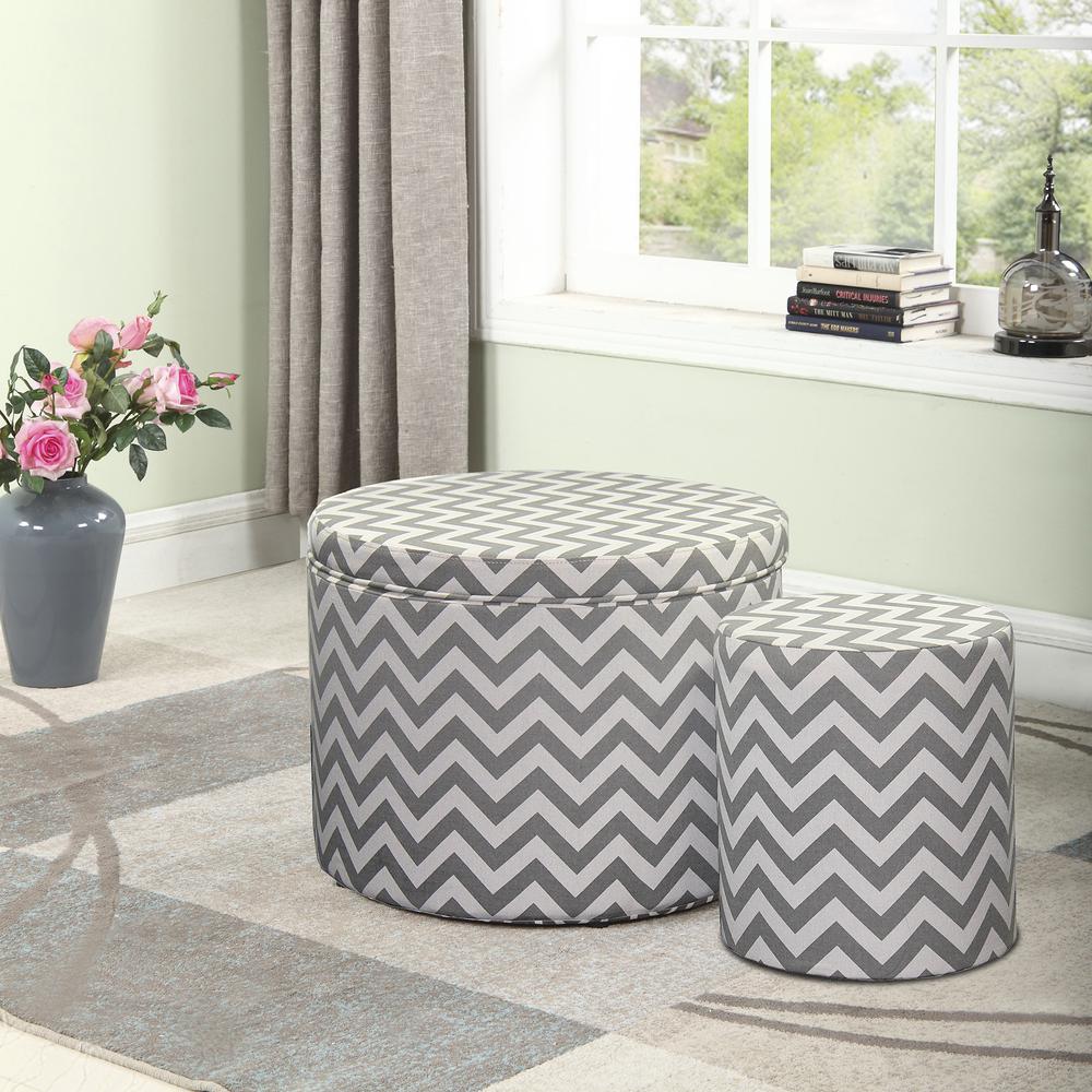 17.35"in CHEVRON STORAGE OTTOMAN + 1 EXTRA SEATING