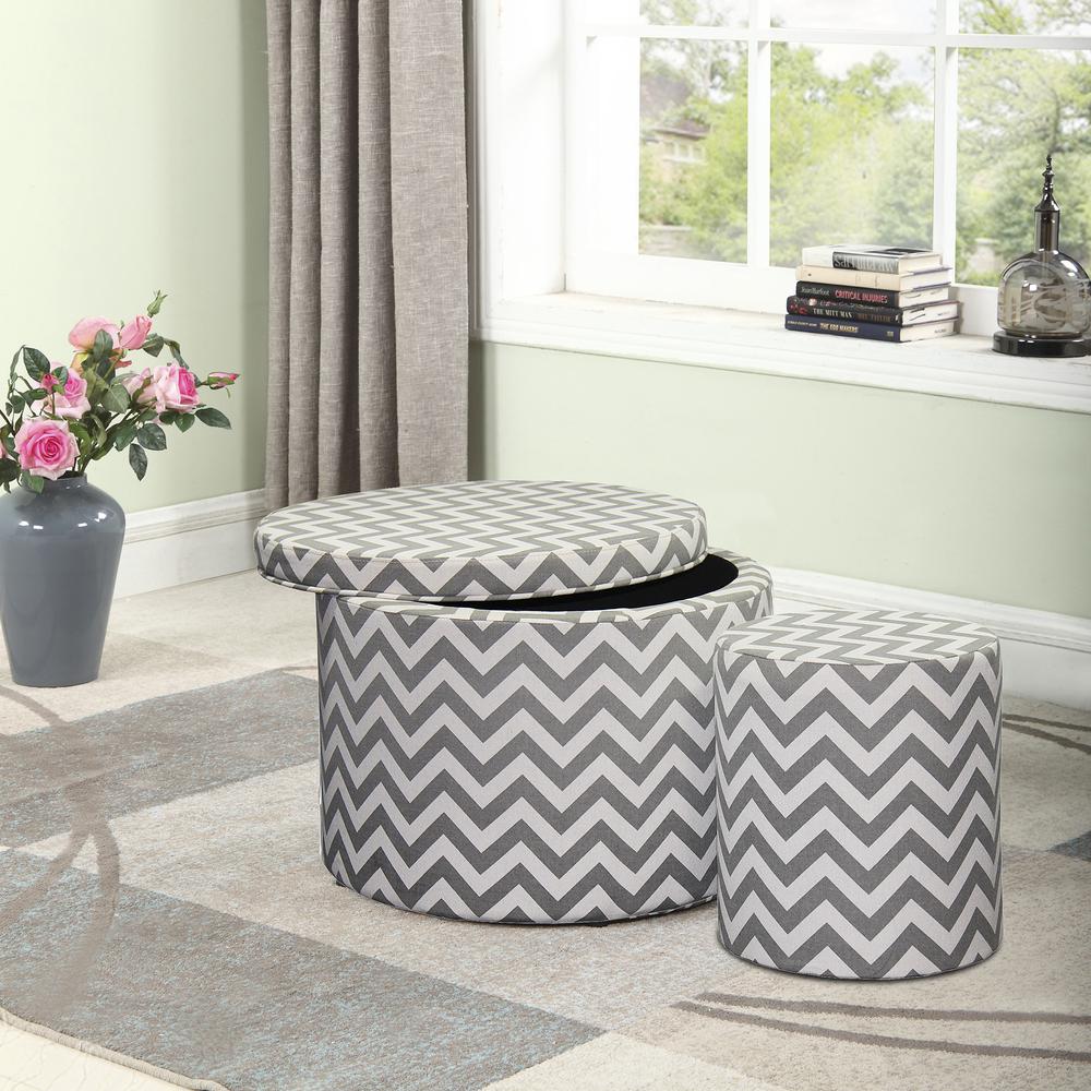 17.35"in CHEVRON STORAGE OTTOMAN + 1 EXTRA SEATING