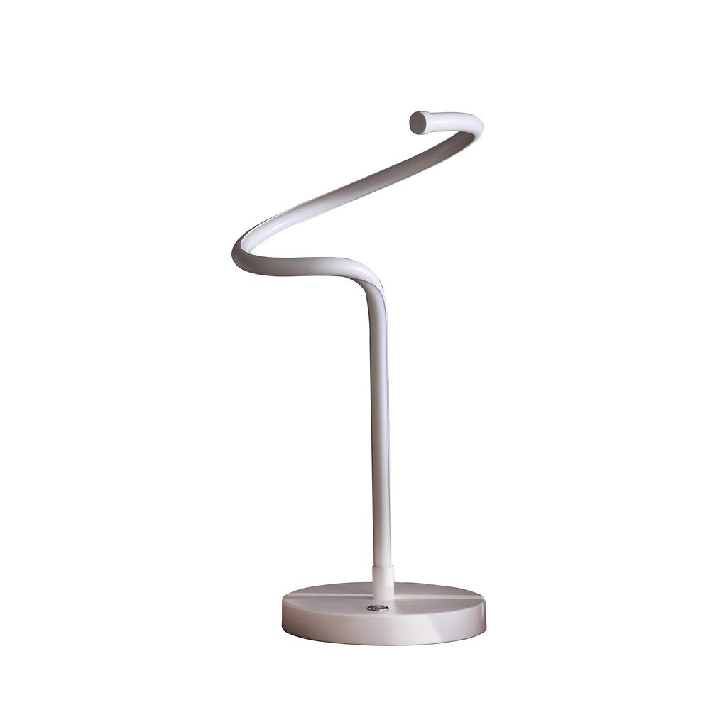 19" In Led Matte White Curvilinear S-Curve Spiral Tube Led Table Lamp