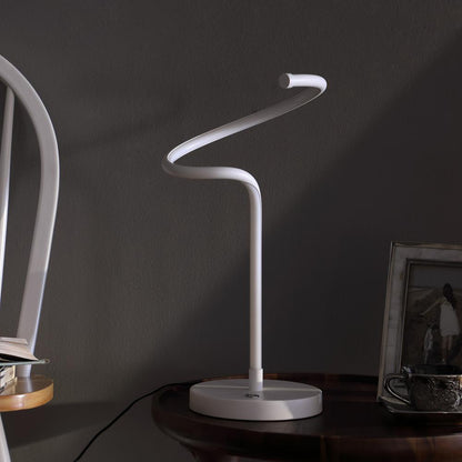 19" In Led Matte White Curvilinear S-Curve Spiral Tube Led Table Lamp