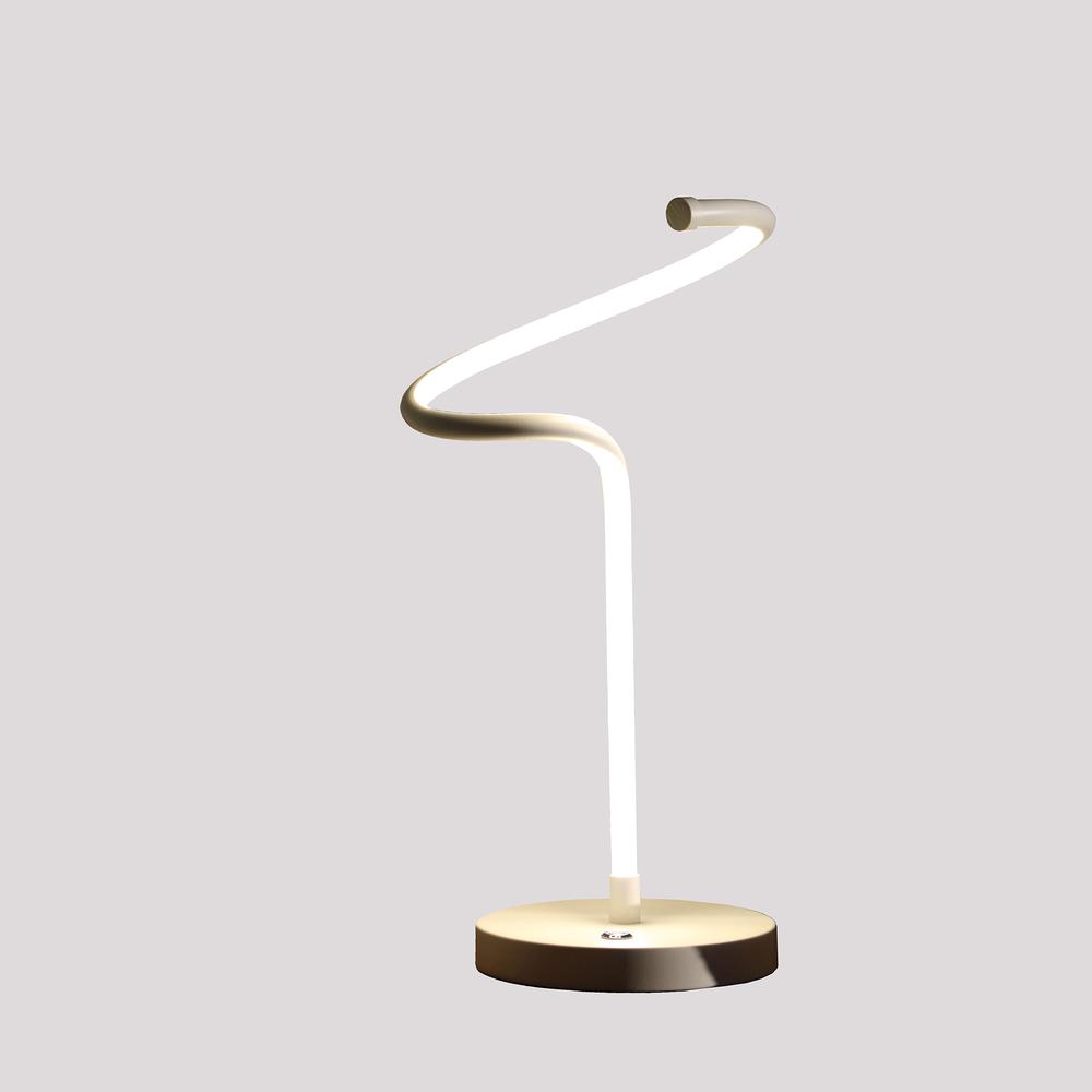 19" In Led Matte White Curvilinear S-Curve Spiral Tube Led Table Lamp