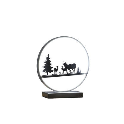 12.75" Deer Family Led Black Table Lamp