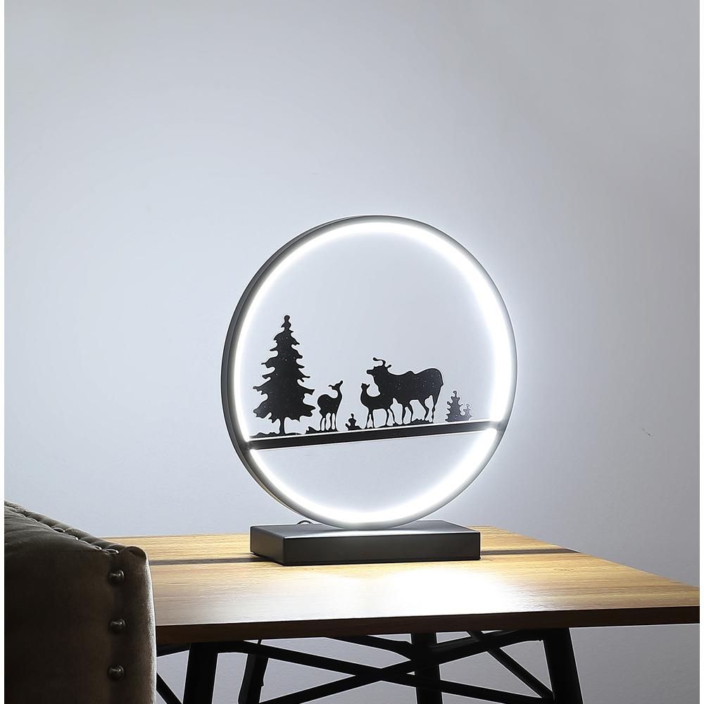 12.75" Deer Family Led Black Table Lamp