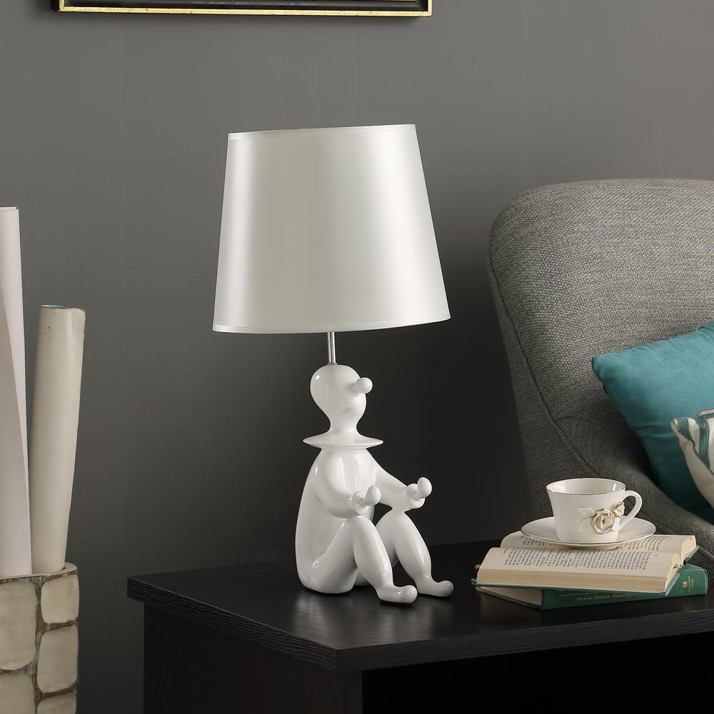 21.25" In White Modern Clown Phone Holder Resin Table Lamp