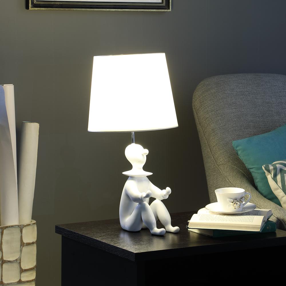 21.25" In White Modern Clown Phone Holder Resin Table Lamp