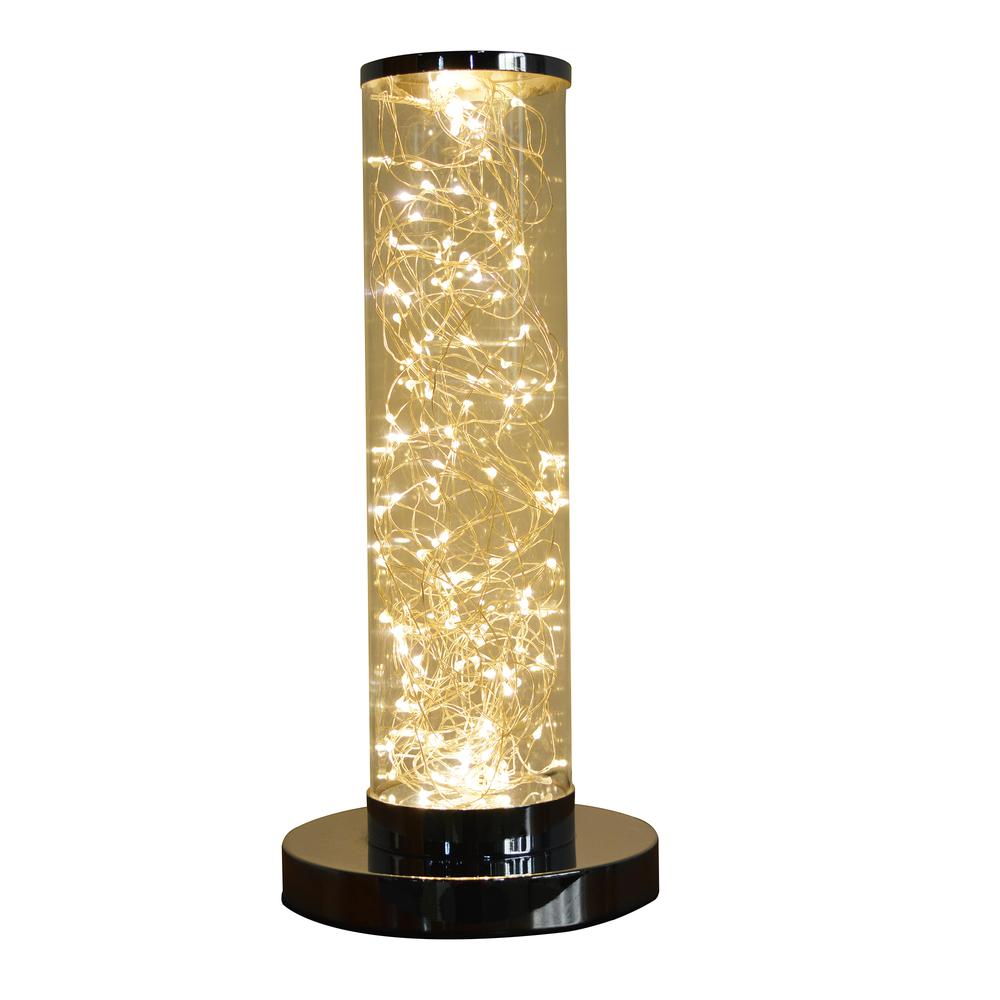 13" In Exposed Rope Led Minari Clear Column Table Lamp